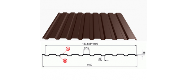 Профнастил коричневый оцинкованный  RAL 8017 С-20 купить недорого в Пролетарском
