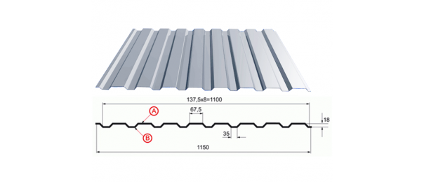 Профнастил оцинкованный С-20 1100x3000 купить недорого в Пролетарском